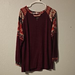 Elegant Burgundy Floral Sweater